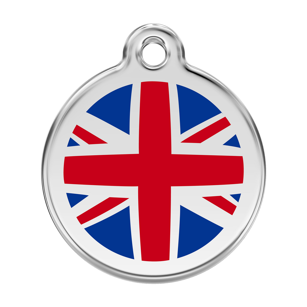 Red Dingo Stainless Steel & Enamel Union Jack Flag Dog ID Tag