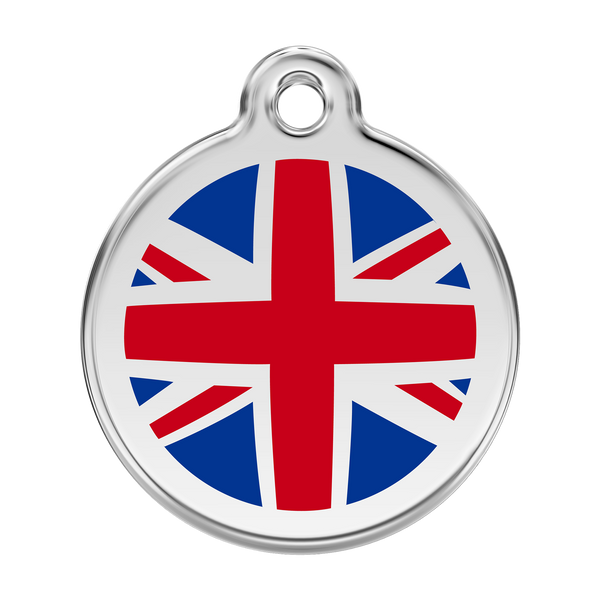 Red Dingo Stainless Steel & Enamel Union Jack Flag Dog ID Tag