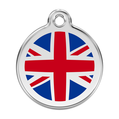 Red Dingo Stainless Steel & Enamel Union Jack Flag Dog ID Tag