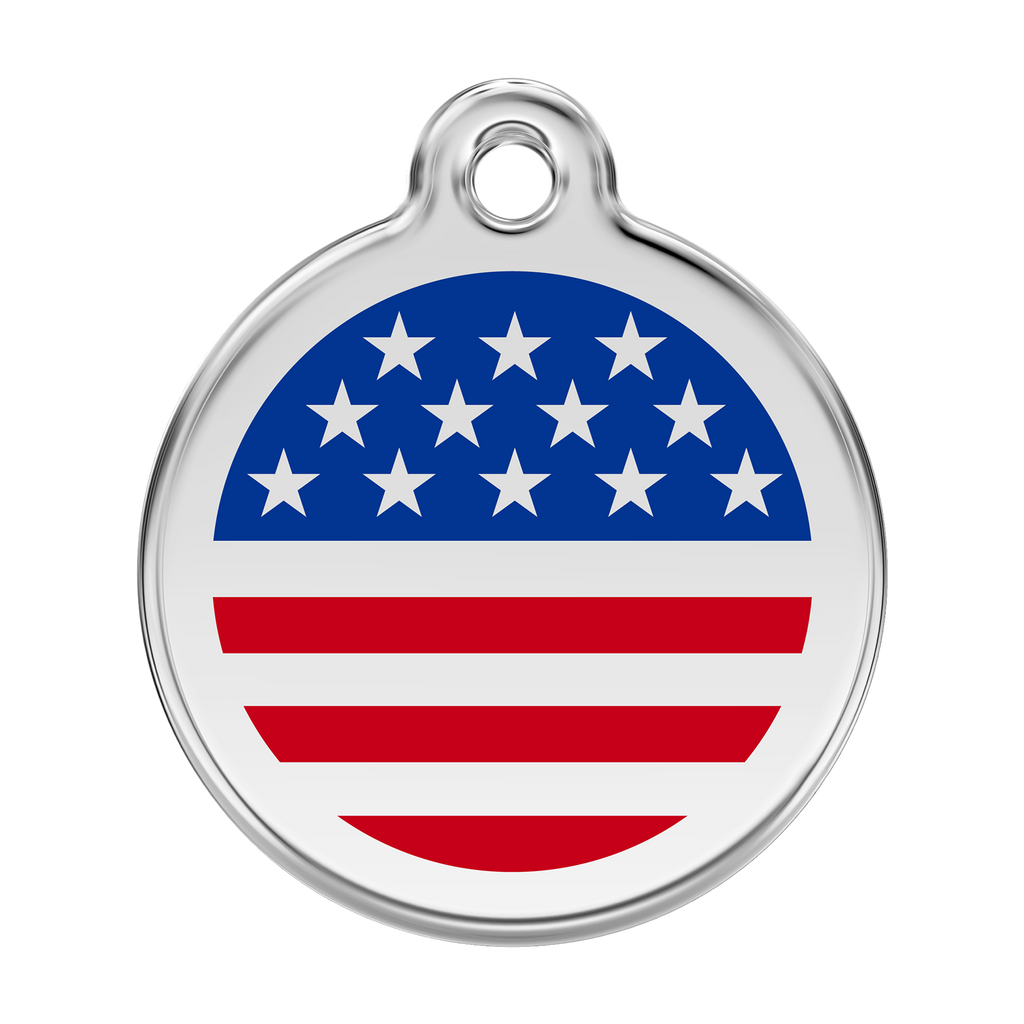 Red Dingo Stainless Steel & Enamel Stars & Stripes Dog ID Tag
