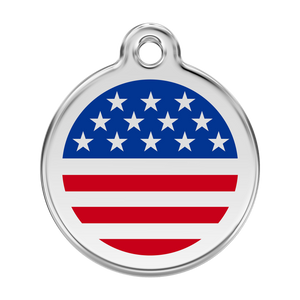 Red Dingo Stainless Steel & Enamel Stars & Stripes Dog ID Tag