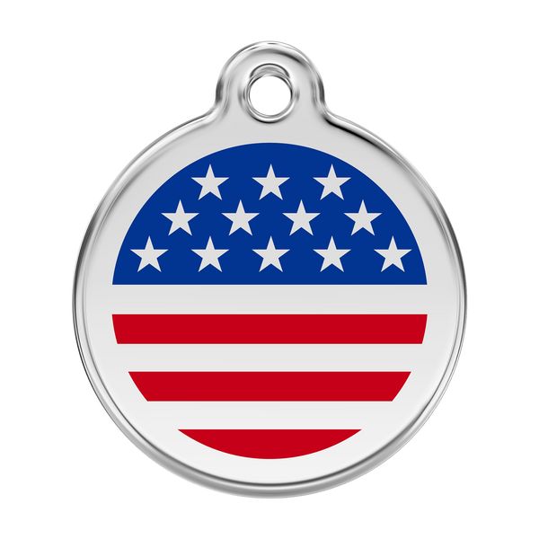 Red Dingo Stainless Steel & Enamel Stars & Stripes Dog ID Tag