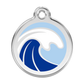 Red Dingo Stainless Steel & Enamel Waves Dog ID Tag