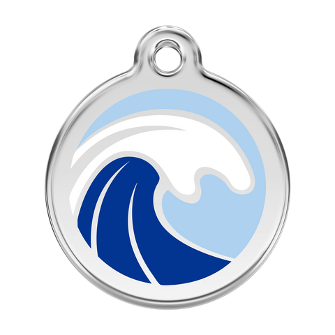Red Dingo Stainless Steel & Enamel Waves Dog ID Tag