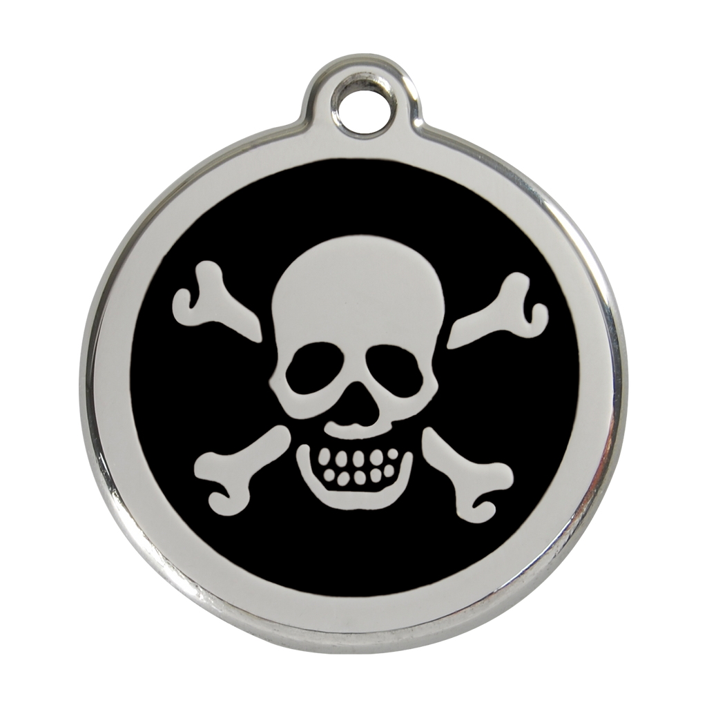 Red Dingo Stainless Steel & Enamel Skull & Crossbones Dog ID Tag