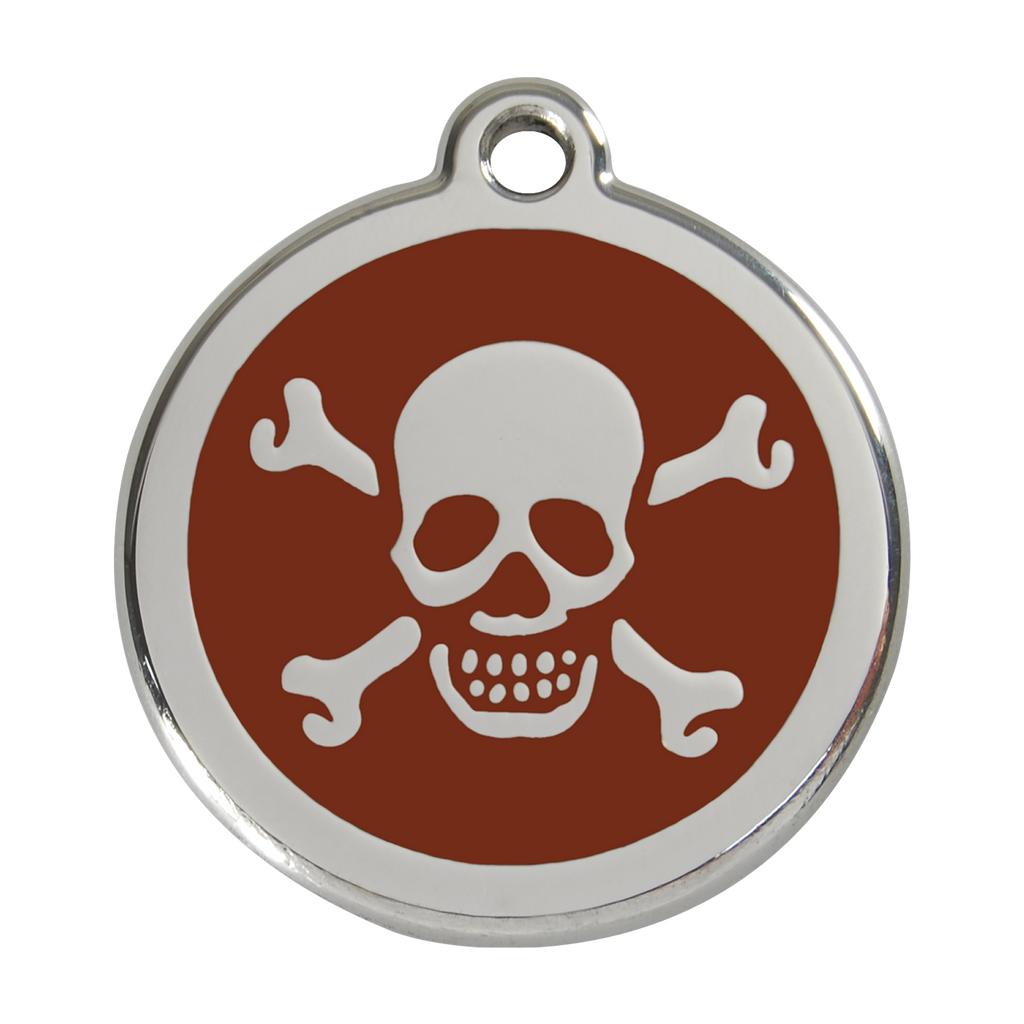Red Dingo Stainless Steel & Enamel Skull & Crossbones Dog ID Tag