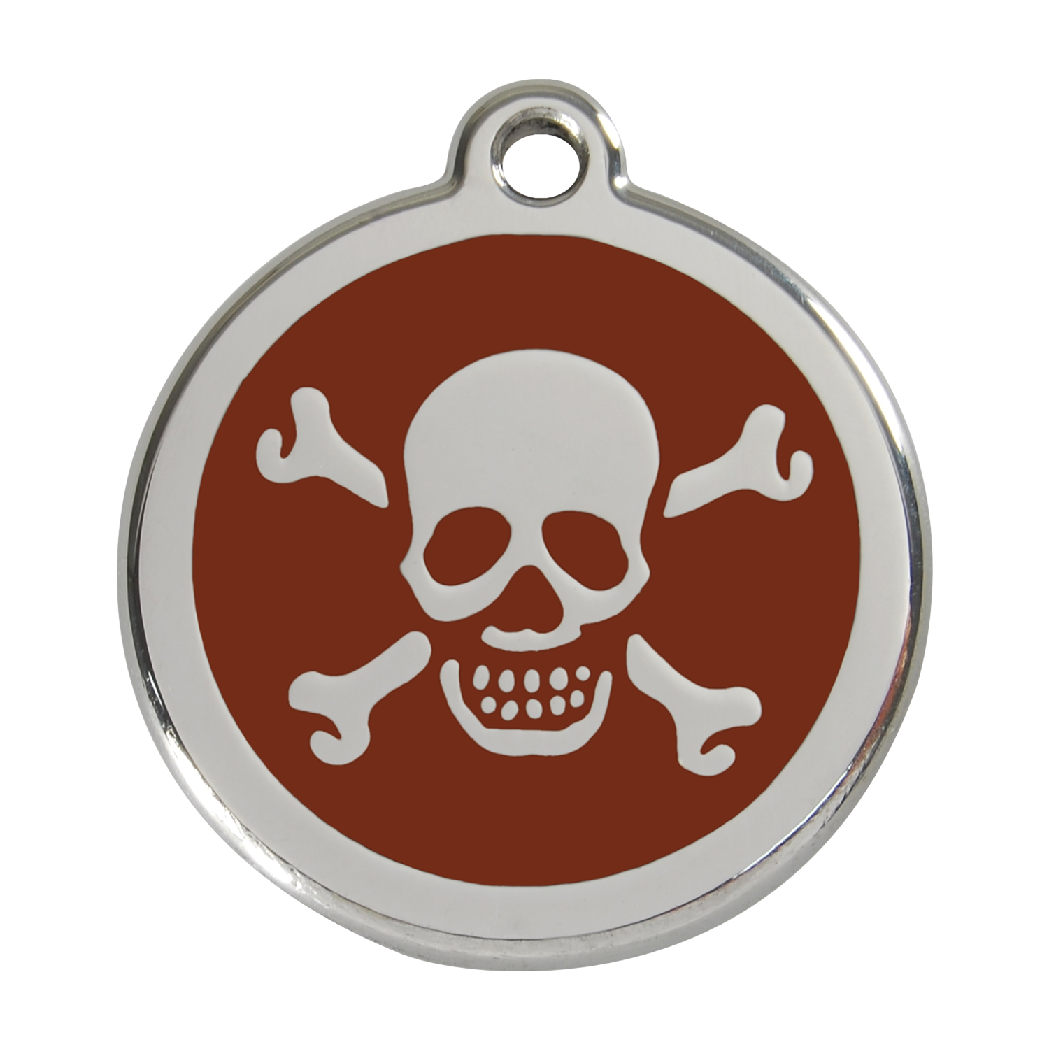 Red Dingo Stainless Steel & Enamel Skull & Crossbones Dog ID Tag