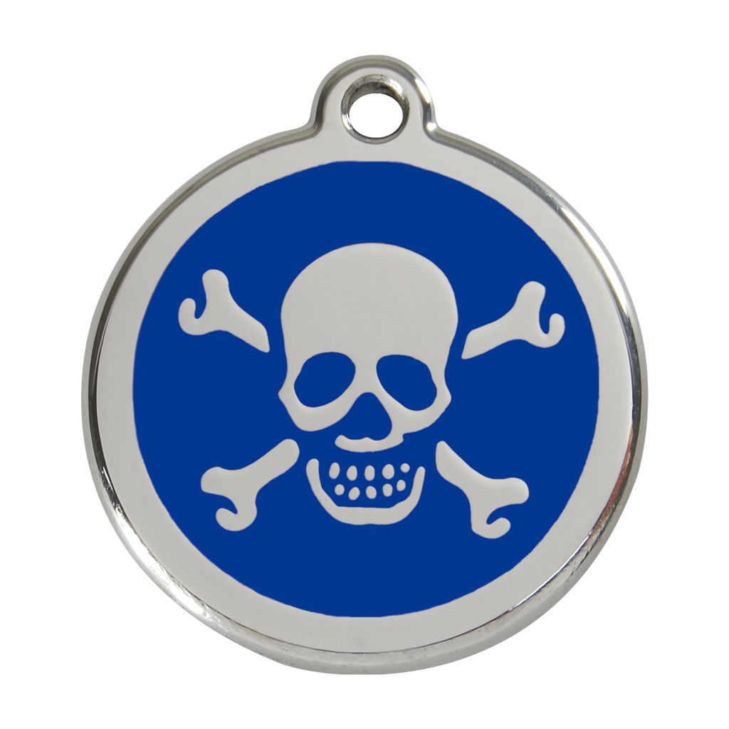 Red Dingo Stainless Steel & Enamel Skull & Crossbones Dog ID Tag