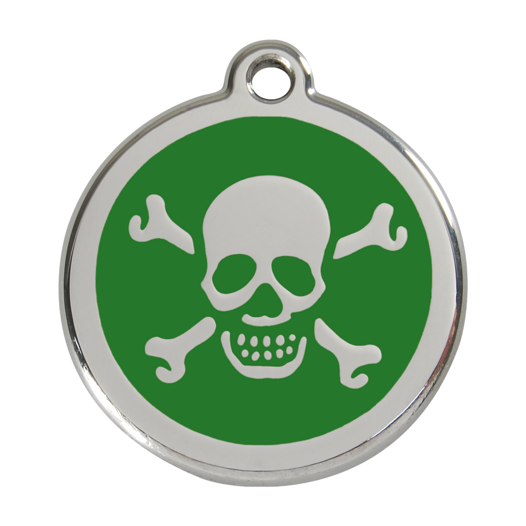 Red Dingo Stainless Steel & Enamel Skull & Crossbones Dog ID Tag