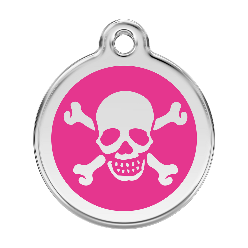 Red Dingo Stainless Steel & Enamel Skull & Crossbones Dog ID Tag