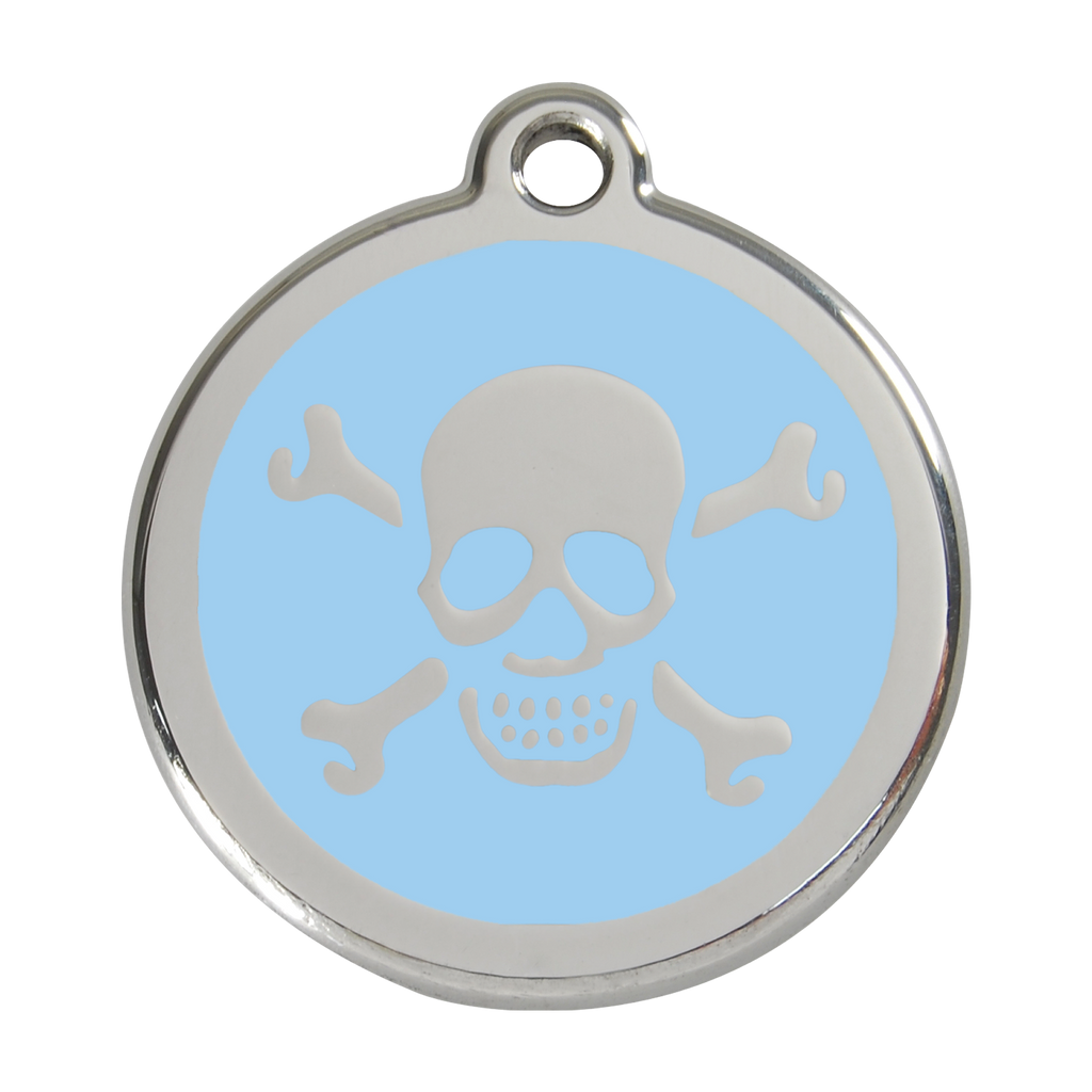 Red Dingo Stainless Steel & Enamel Skull & Crossbones Dog ID Tag