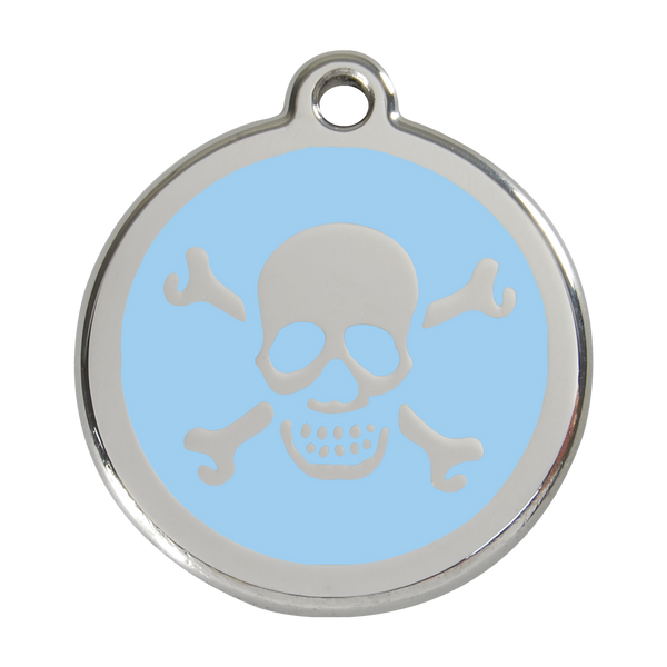 Red Dingo Stainless Steel & Enamel Skull & Crossbones Dog ID Tag