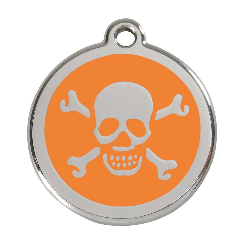 Red Dingo Stainless Steel & Enamel Skull & Crossbones Dog ID Tag