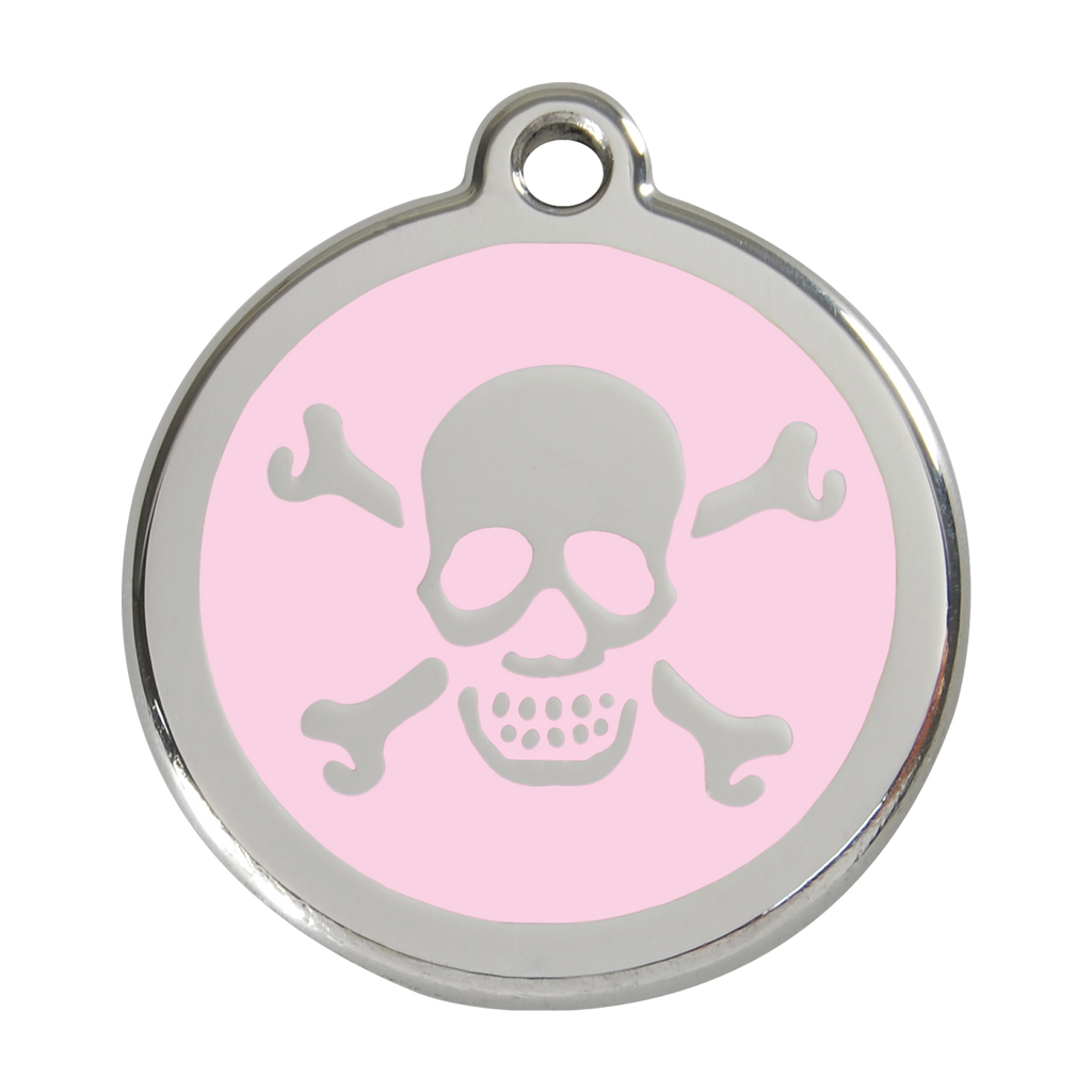Red Dingo Stainless Steel & Enamel Skull & Crossbones Dog ID Tag