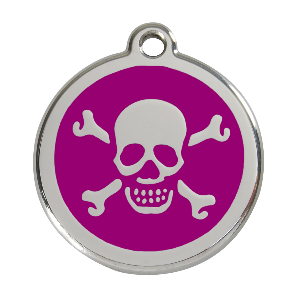 Red Dingo Stainless Steel & Enamel Skull & Crossbones Dog ID Tag