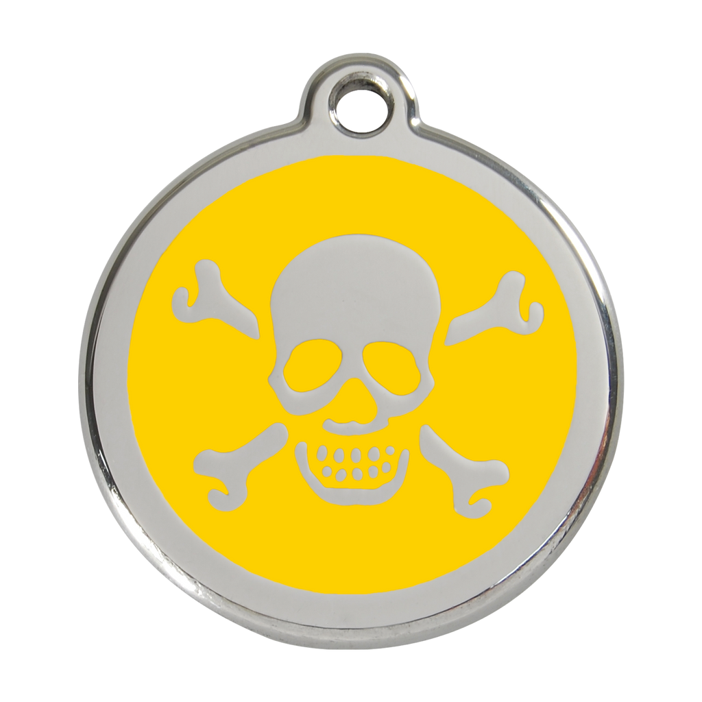 Red Dingo Stainless Steel & Enamel Skull & Crossbones Dog ID Tag
