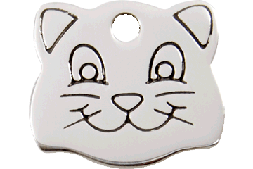 Red Dingo Stainless Steel Cat Face Shaped Cat ID Tag