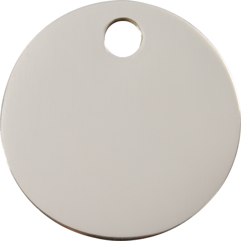 Red Dingo Flat Stainless Steel Dog Tag - Circle (Double Side Engraving)