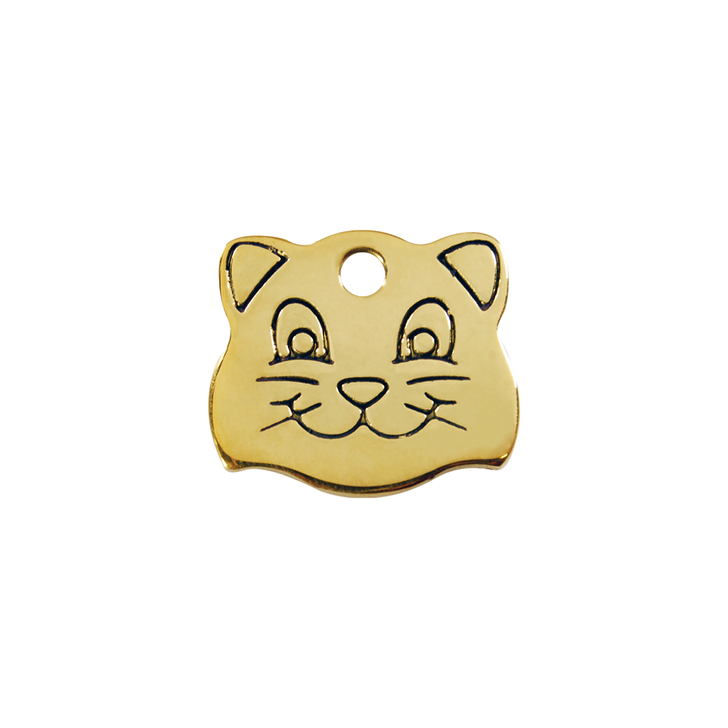 Red Dingo Brass Cat Face Shaped Cat ID Tag