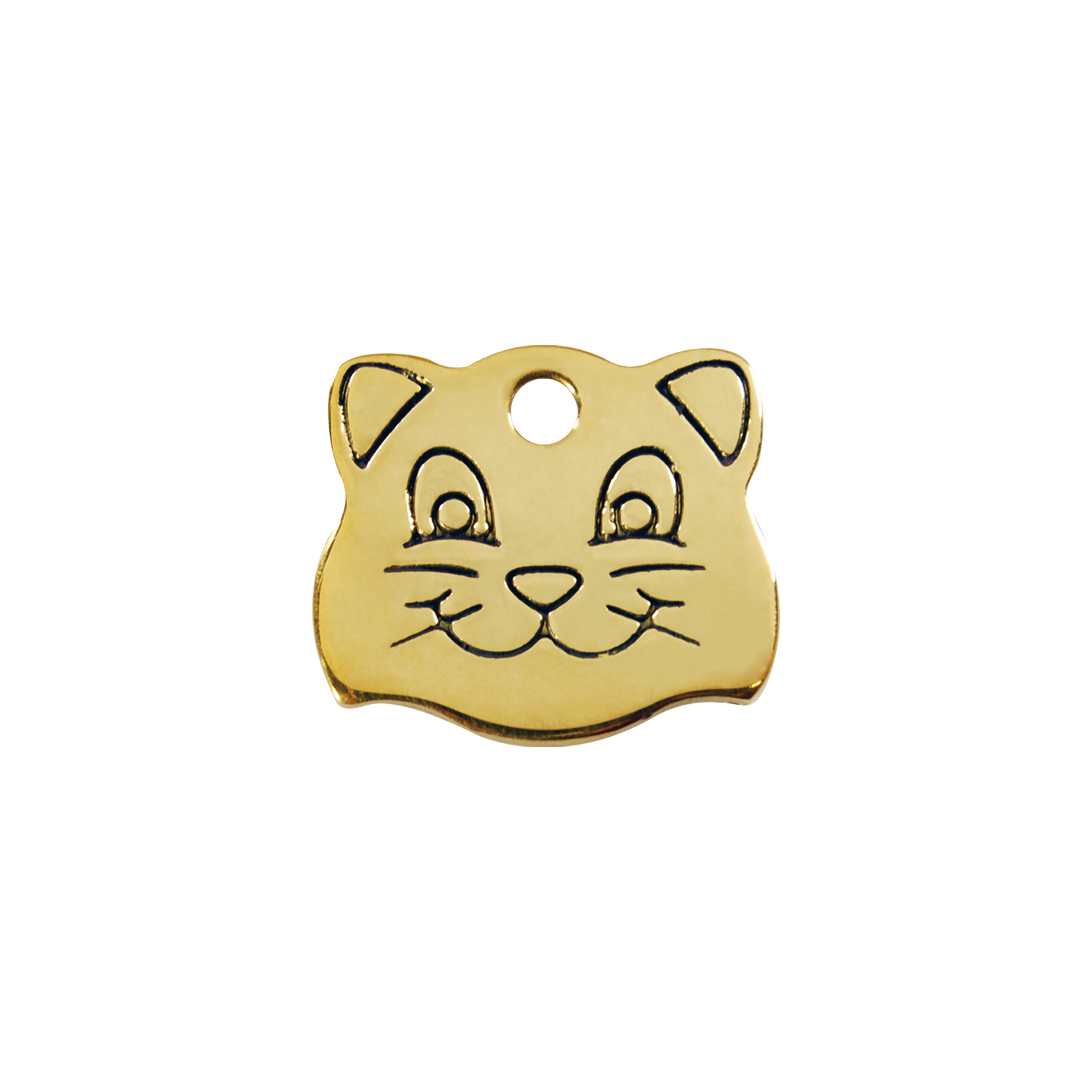 Red Dingo Brass Cat Face Shaped Cat ID Tag
