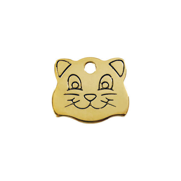 Red Dingo Brass Cat Face Shaped Cat ID Tag