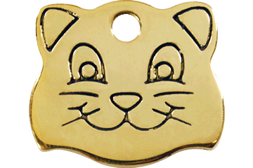 Red Dingo Brass Cat Face Shaped Cat ID Tag