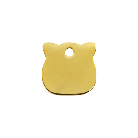Red Dingo Brass Cat Head Shaped Cat ID Tag (Double Side Engraving)