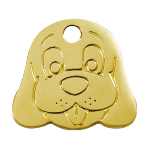 Red Dingo Brass Dog ID Tag - Dog Face