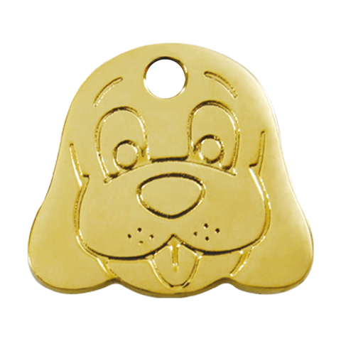 Red Dingo Brass Dog ID Tag - Dog Face