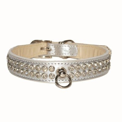 Celebrity Bling Rhinestone Studded Dog Collar - Silver