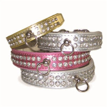 Celebrity Bling Rhinestone Studded Dog Collar - Silver