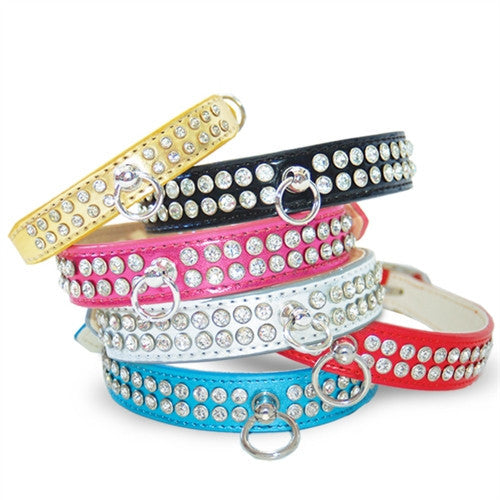Celebrity Bling Rhinestone Studded Dog Collar - Black