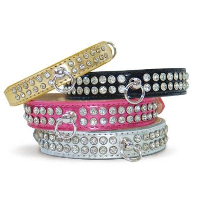 Celebrity Bling Rhinestone Studded Dog Collar - Black