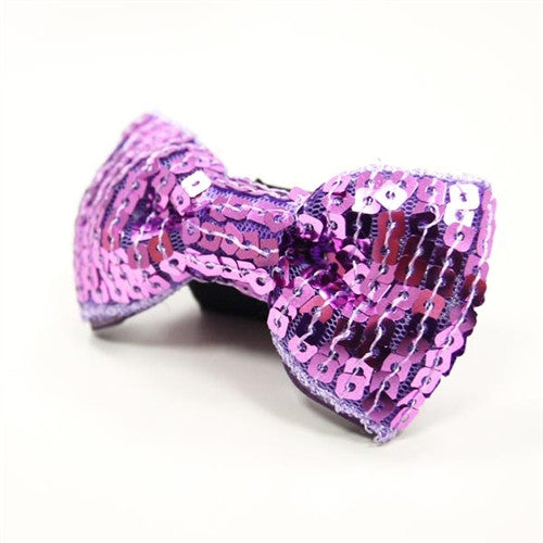 EasyBow Dog Bow Tie - Purple Sequins