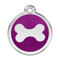 Red Dingo Stainless Steel & Glitter Enamel Bone Dog Tag - Purple