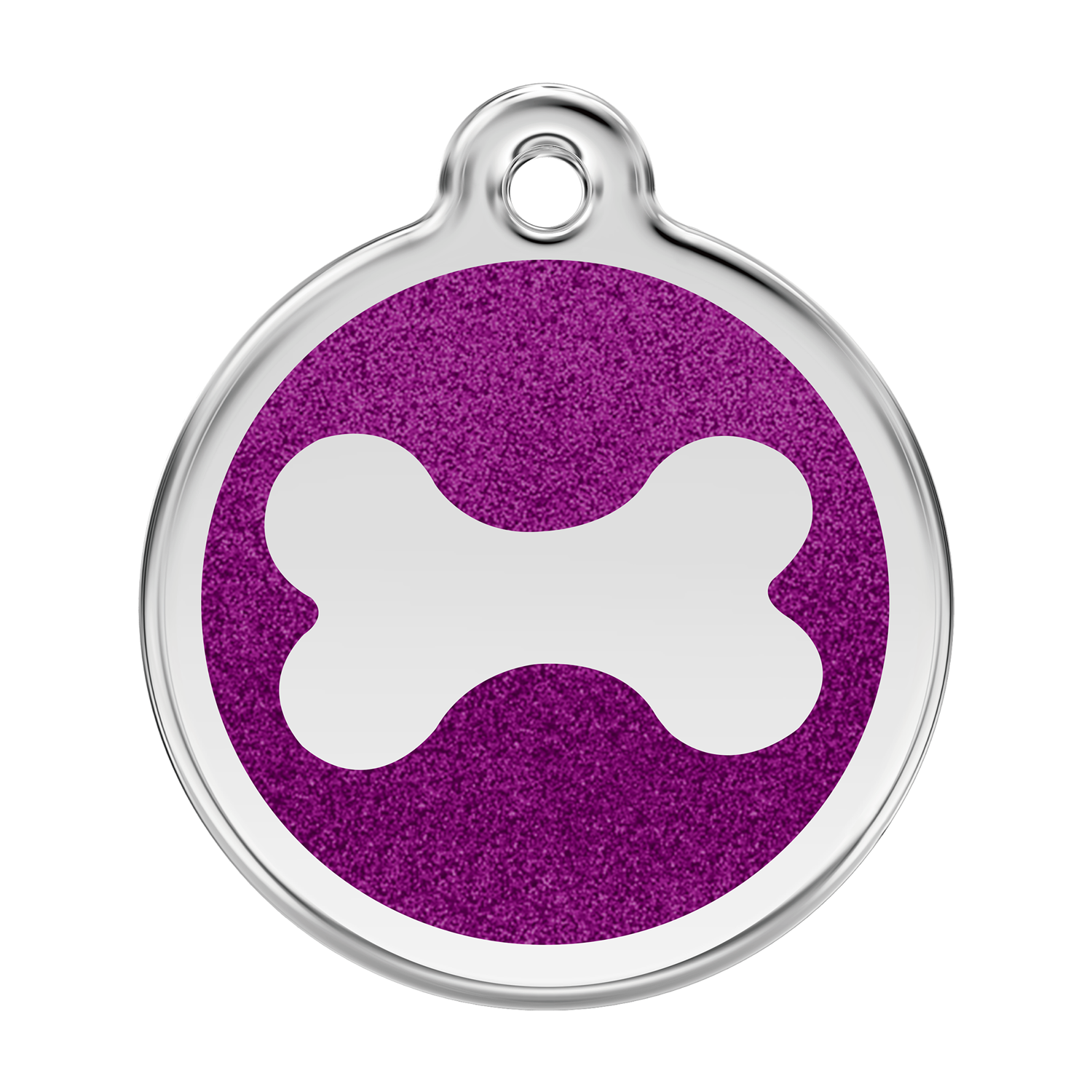 Red Dingo Stainless Steel & Glitter Enamel Bone Dog Tag - Purple