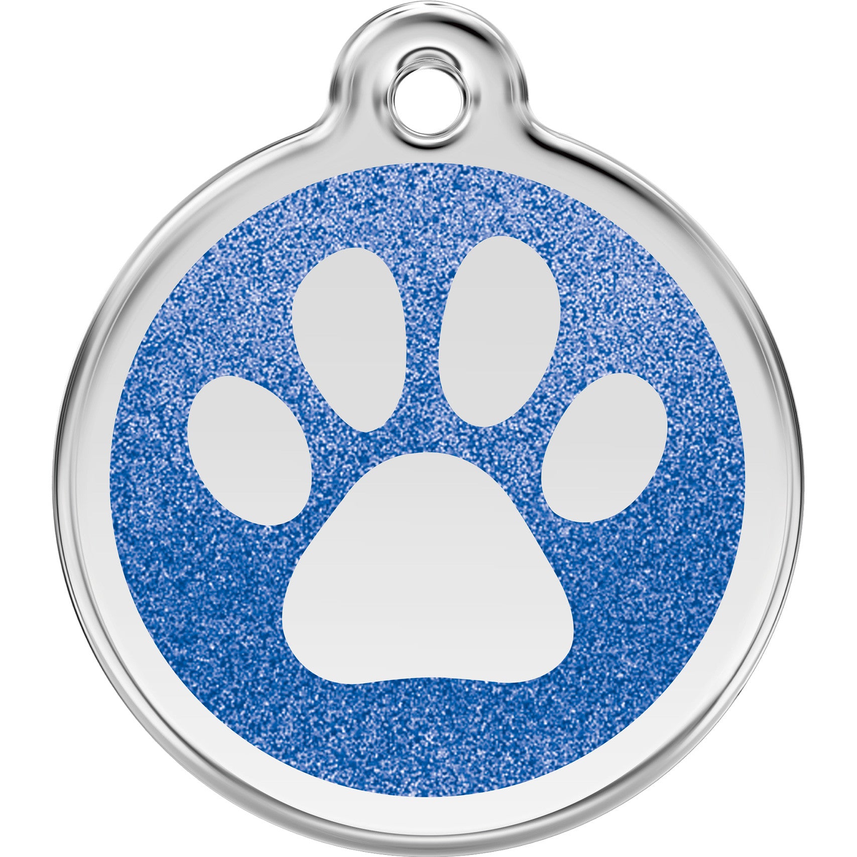 Red Dingo Stainless Steel & Glitter Enamel Paw Prints Dog Tag