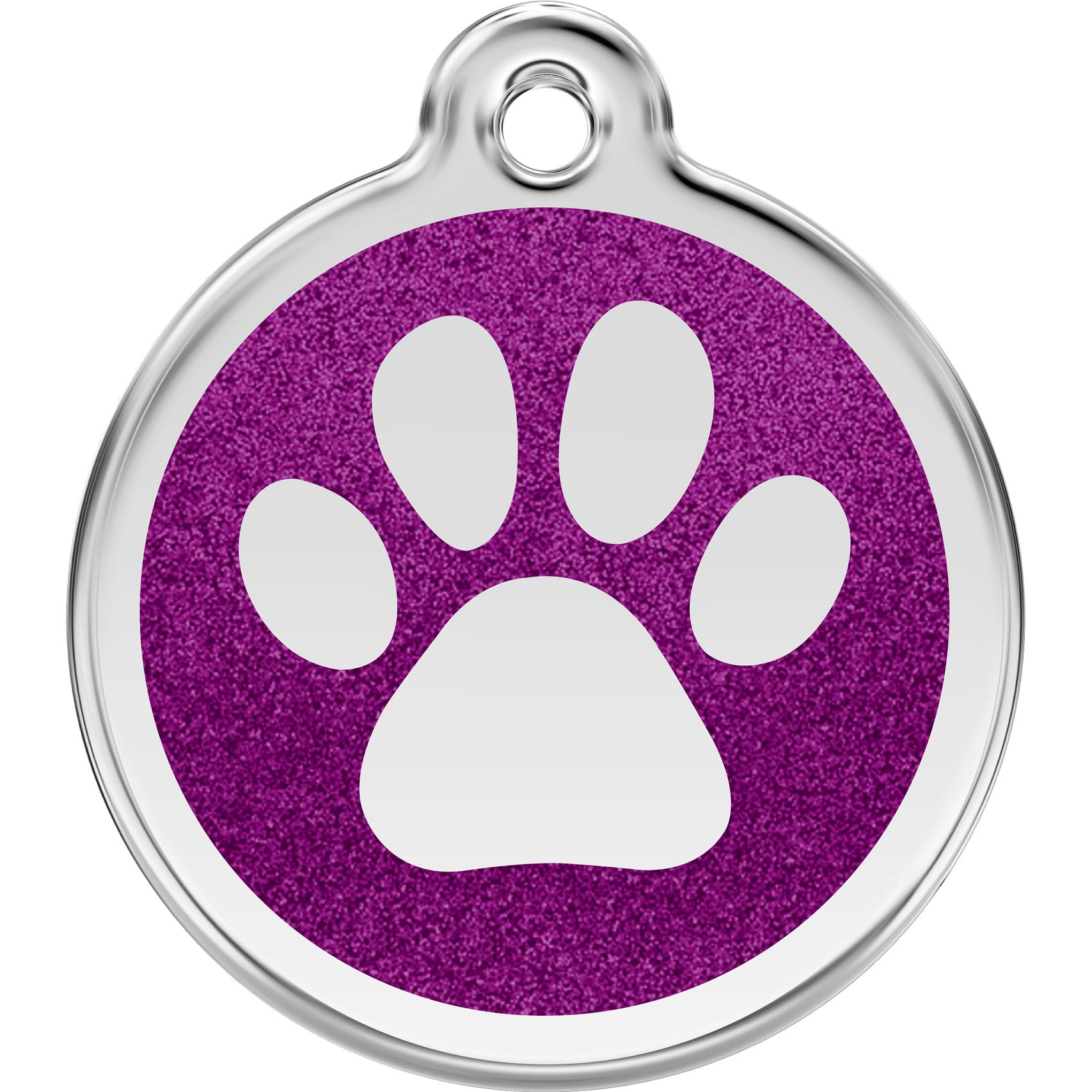 Red Dingo Stainless Steel & Glitter Enamel Paw Prints Dog Tag