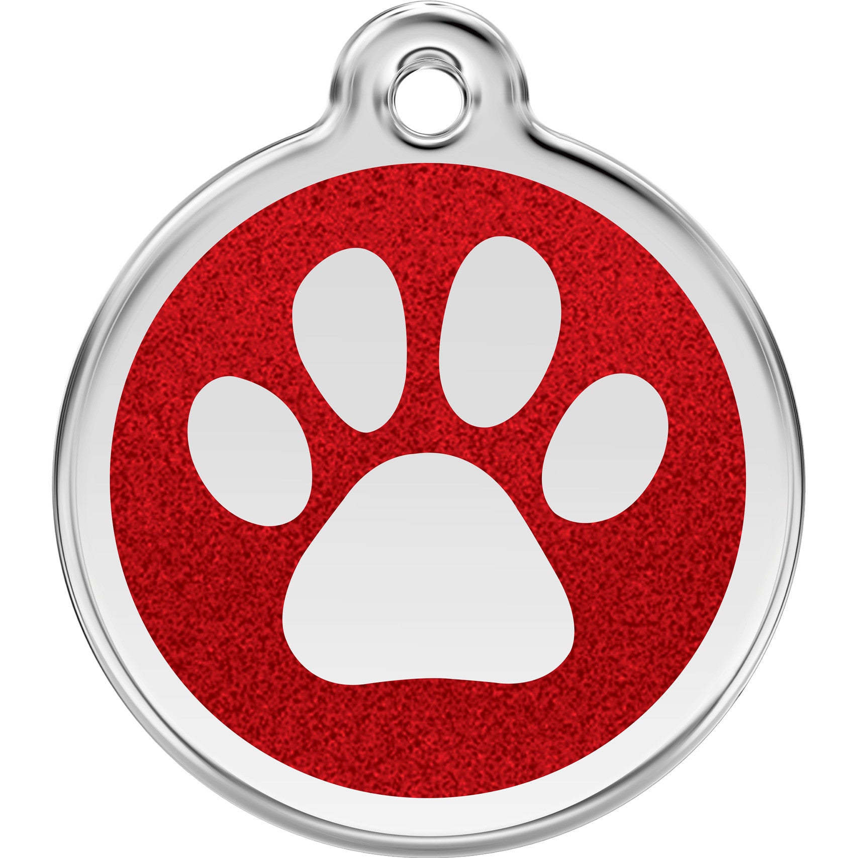 Red Dingo Stainless Steel & Glitter Enamel Paw Prints Dog Tag