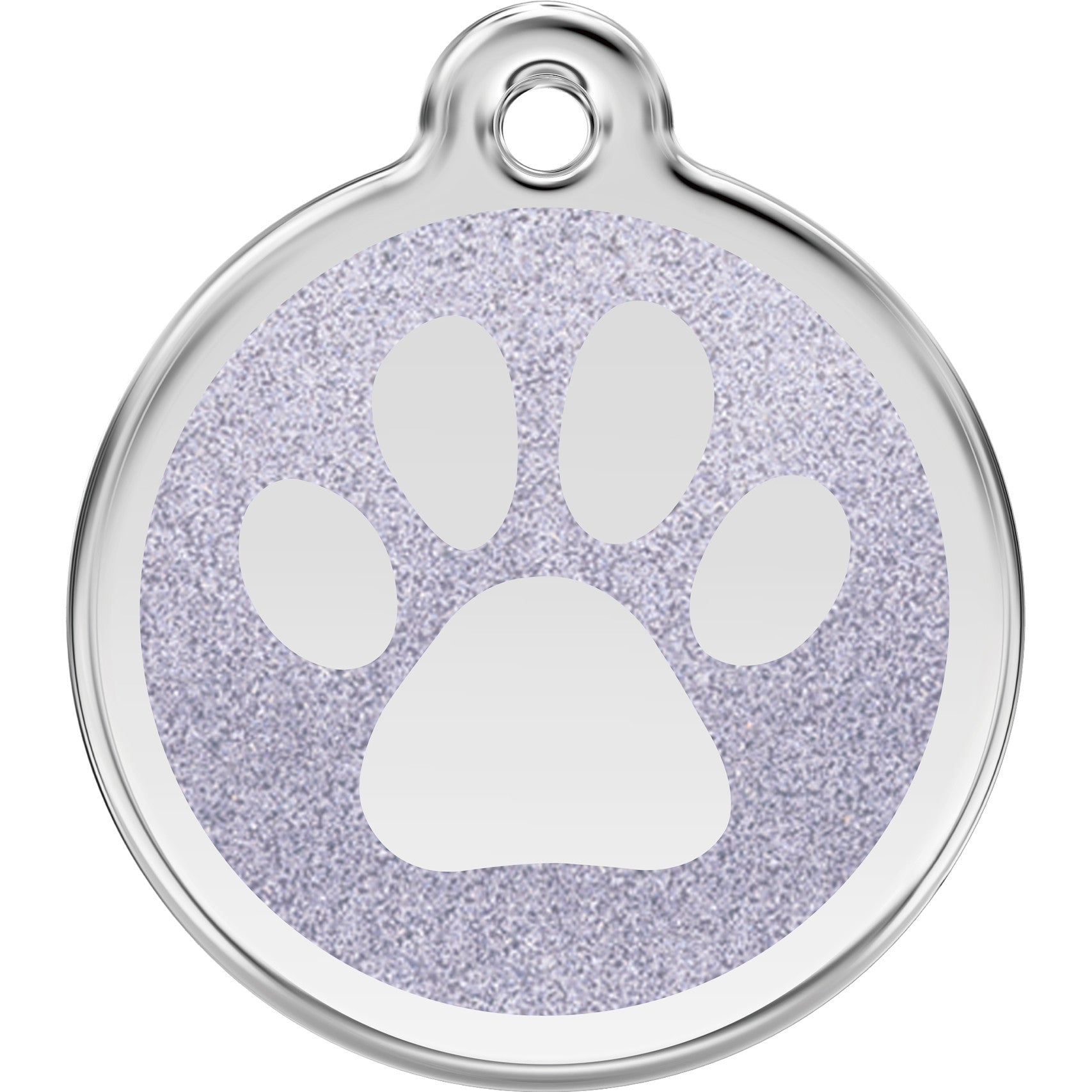 Red Dingo Stainless Steel & Glitter Enamel Paw Prints Dog Tag