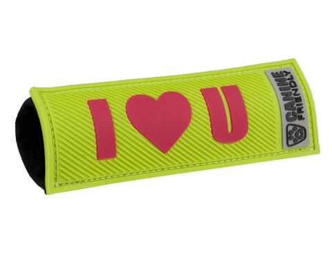 Bark Notes Slide-On Safety Badges for Dog Collars - I Heart U