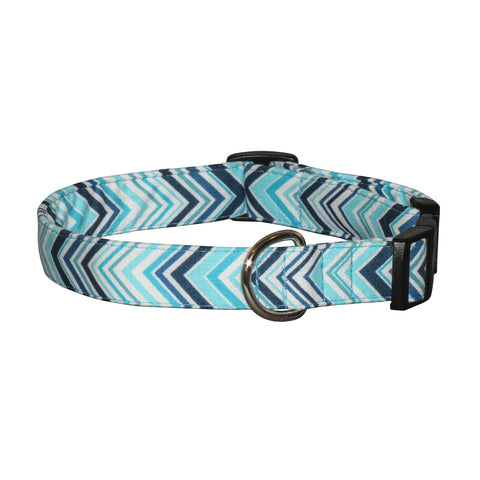 Elmo's Closet Blue Waves Dog Collar