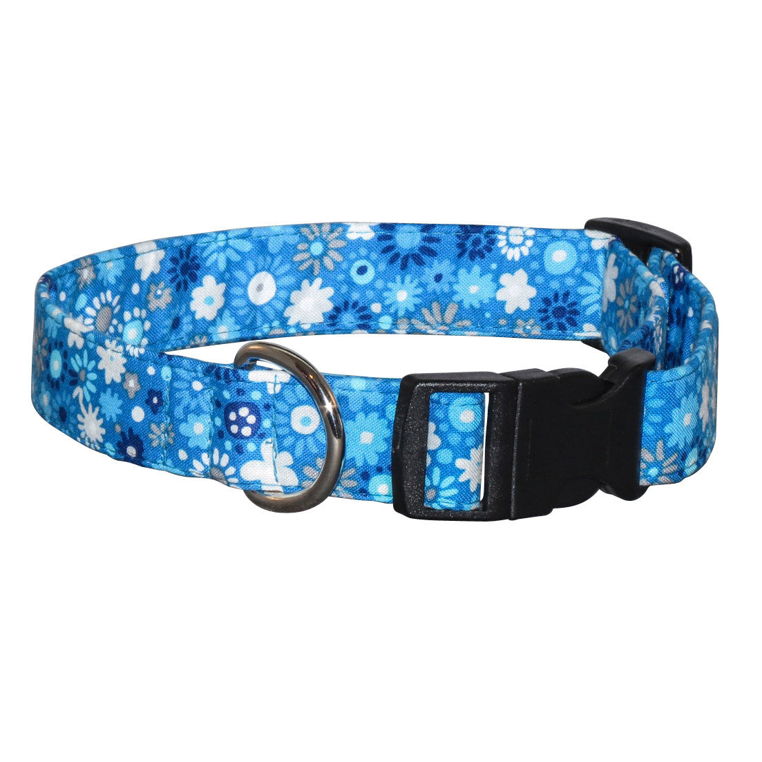 Elmo's Closet Cool Blue Blossoms Dog Collar