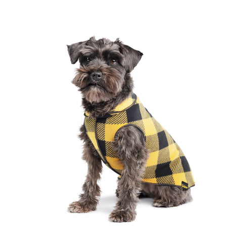 Gold Paw Stretch Fleece Dog Coat - Buffalo Check (Gold/Black)