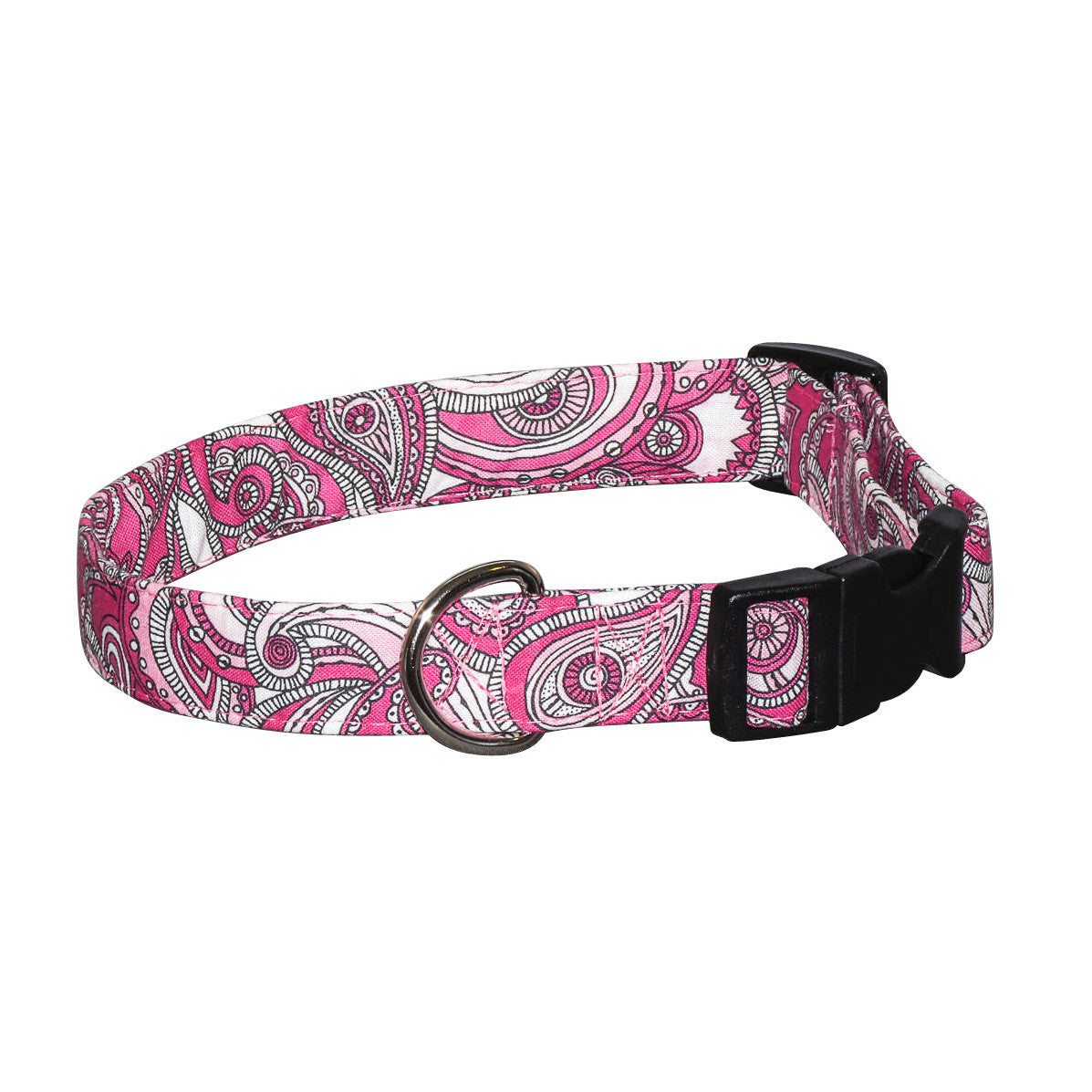 Elmo's Closet Retro Pink Paisley Dog Collar