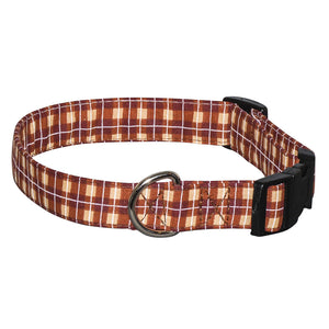 Elmo's Closet Brown Plaid Dog Collar