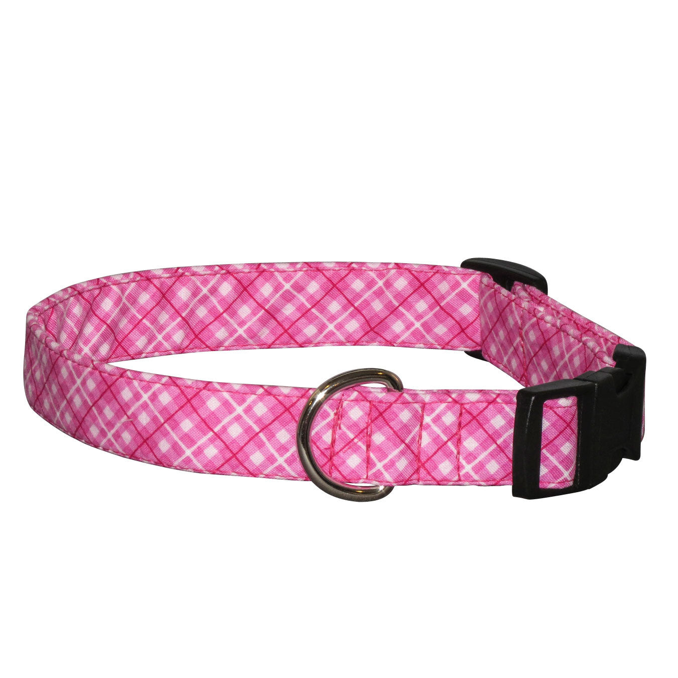 Elmo's Closet Preppy Pink Plaid Dog Collar