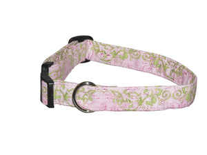 Elmo's Closet Pink Trellis Dog Collar