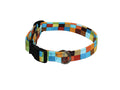 Big bright check dog collar with metal buckle and black trim