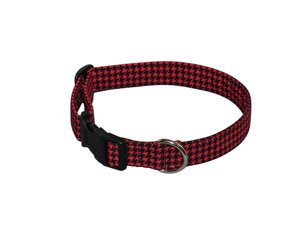 Elmo's Closet Red & Black Houndstooth Dog Collar